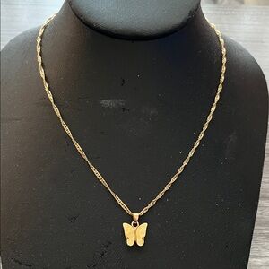 Gold Butterfly Pendant Necklace